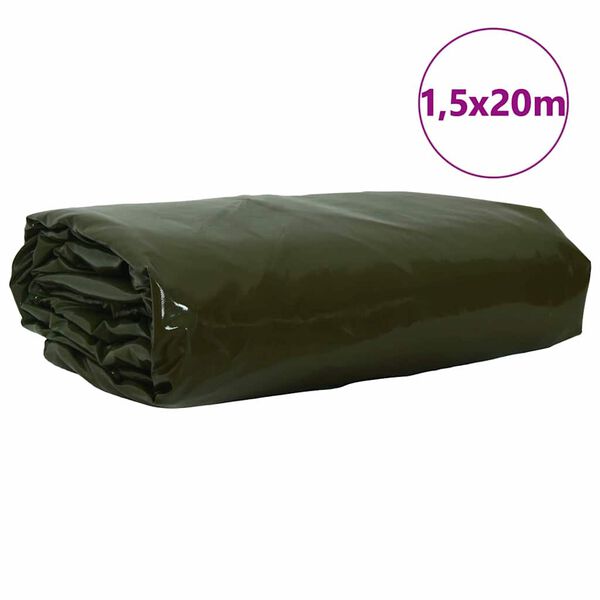 vidaXL Tarpaulin 650g / m&sup2; Olivov&aacute; zelen&aacute; 1,5 x 20 m