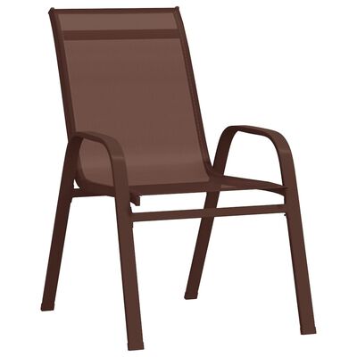 vidaXL Stohovateľné záhradné stoličky 6 ks hnedé textilénová látka