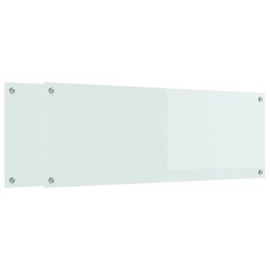 vidaXL Kuchynsk&yacute; obklad 2 pcs Biela 110 x 40 cm tvrden&eacute; sklo