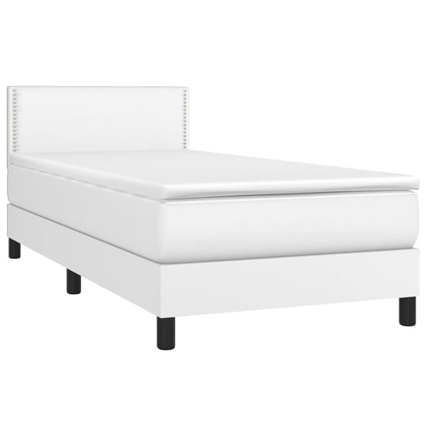 vidaXL Boxspring posteľ s matracom biela 90x200 cm umel&aacute; koža