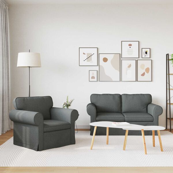 vidaXL Pohovka 2 pcs Tmavo &scaron;ed&aacute; 155 x 82 x 80 cm l&aacute;tka