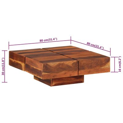 vidaXL Konferenčný stolík 80x80x30 cm masívne akáciové drevo