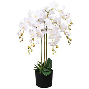 vidaXL Umel&aacute; rastlina, orchidea s kvetin&aacute;čom 75 cm, biela