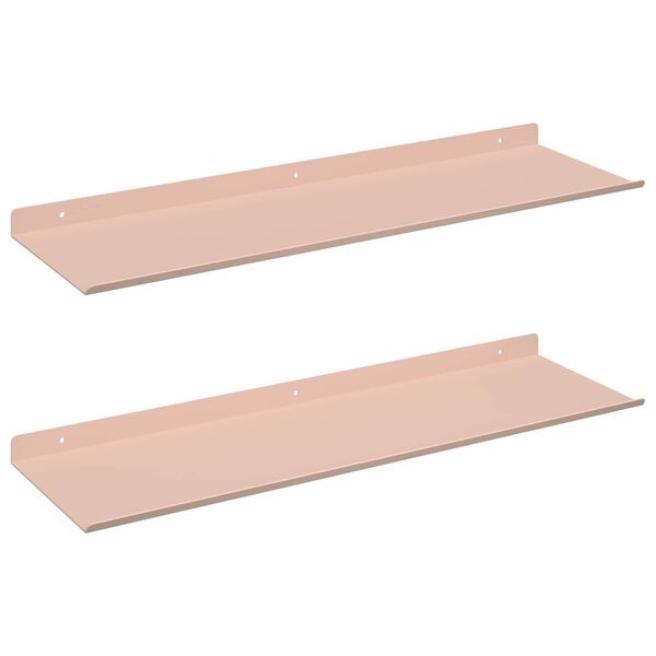 vidaXL Z&aacute;vesn&aacute; polica N&aacute;stenn&yacute; 2 pcs Ružov&aacute; 60 x 18 x 2,5 cm Oceľ