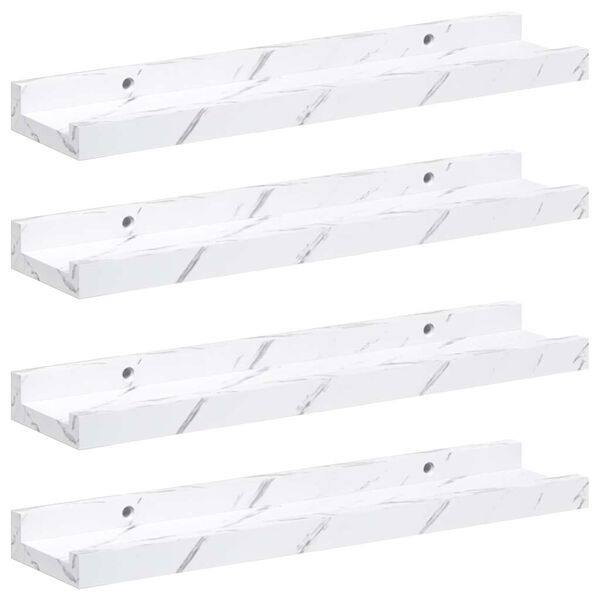 vidaXL Stenn&aacute; polica 4 pcs Biely mramor 40 x 9 x 3 cm Kompozitn&eacute; drevo
