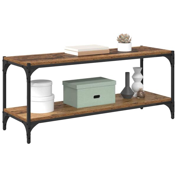 vidaXL TV skrinka Staré drevo 100x33x41cm Inžinierske drevo a železo