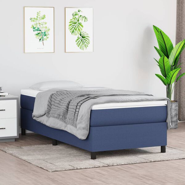 vidaXL Posteľný rám boxspring s matracom modrý 90x200 cm látka