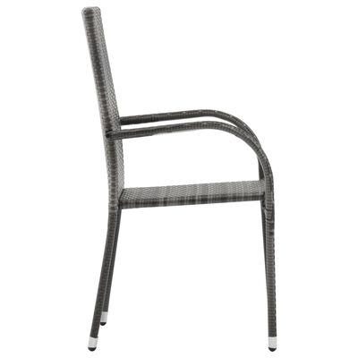 vidaXL Stohovateľné vonkajšie stoličky 2 ks, sivé, polyratan