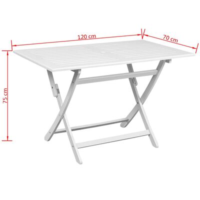 vidaXL Záhradný stôl, biely 120x70x75 cm, akáciový masív