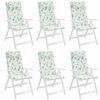 vidaXL Podušky na stoličky s vysokým operadlom 6 ks vzor lístia látka