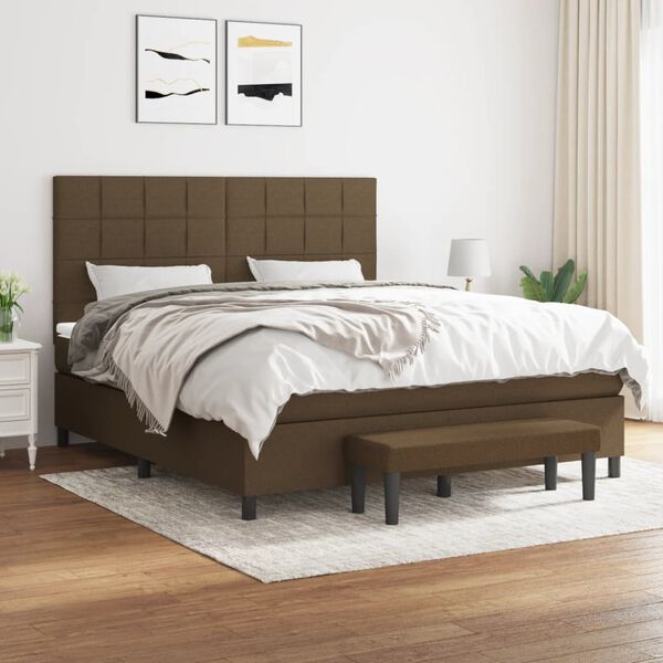 vidaXL Boxspring posteľ s matracom tmavohned&aacute; 180x200 cm l&aacute;tka