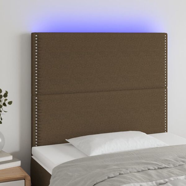 vidaXL Čelo postele s LED tmavohend&eacute; 160x7x118/128 cm l&aacute;tka