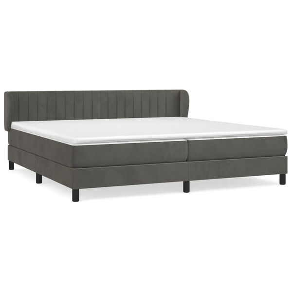 vidaXL Posteľn&yacute; r&aacute;m boxspring s matracom tmavosiv&yacute; 200x200 cm zamat
