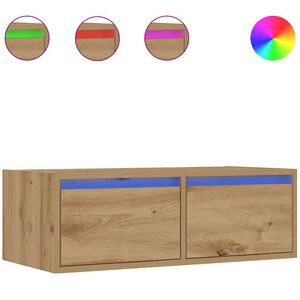 vidaXL TV skrinka s LED svetlami dub artisan 75x35,5x25 cm
