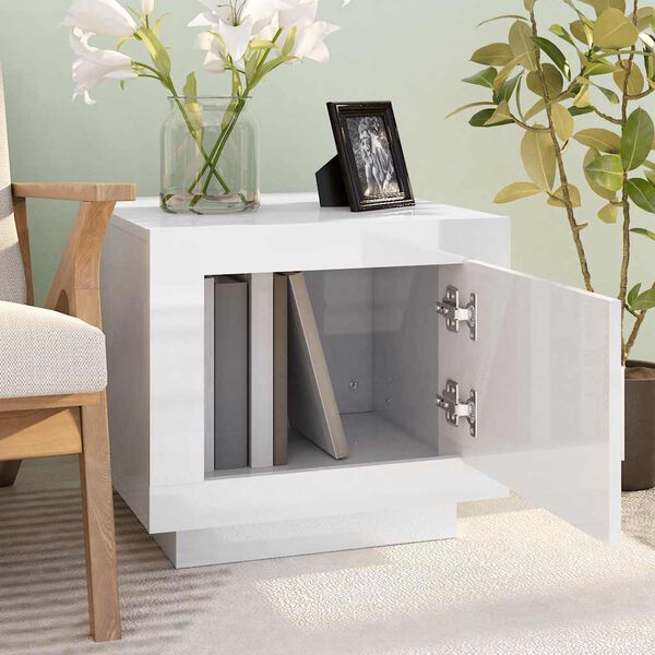 vidaXL Konferenčn&yacute; stol&iacute;k leskl&yacute; biely 51x50x45 cm spracovan&eacute; drevo