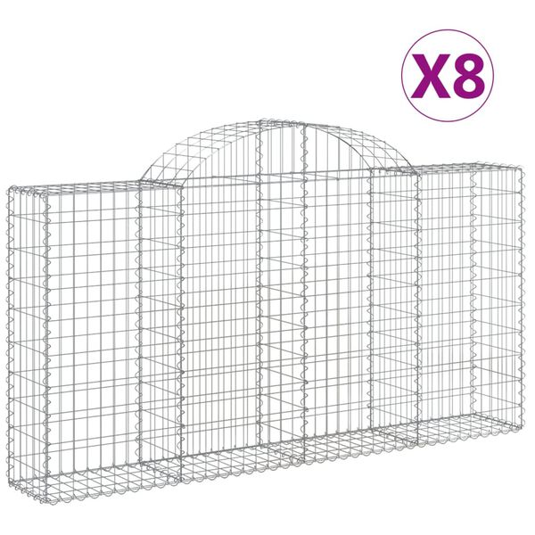 vidaXL Obl&uacute;kov&eacute; gabi&oacute;nov&eacute; ko&scaron;e 8ks 200x30x100/120cm pozinkovan&eacute; železo