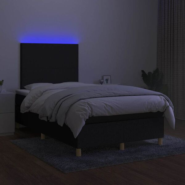 vidaXL Boxspring posteľ s matracom a LED, čierna 120x190 cm, l&aacute;tka