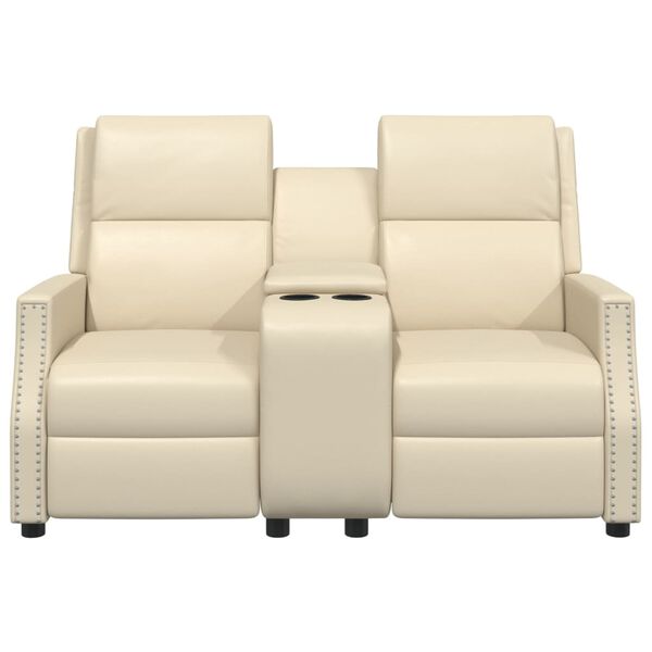 vidaXL 2-miestne sklápacie masážne kreslo, krémové, umelá koža