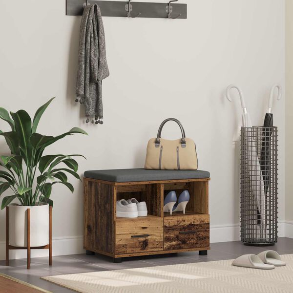 vidaXL Predsieňov&aacute; lavica s vank&uacute;&scaron;om Star&eacute; drevo 60 x 38 x 46 cm