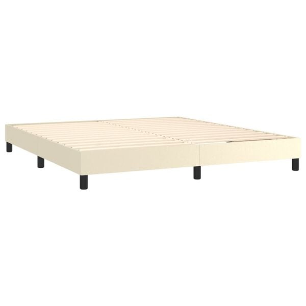 vidaXL Boxspring posteľ s matracom kr&eacute;mov&aacute; 180x200 cm umel&aacute; koža