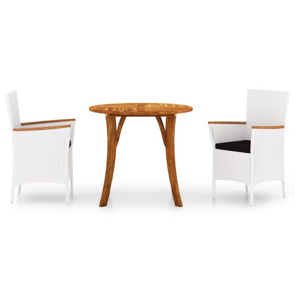 vidaXL 3-dielna z&aacute;hradn&aacute; jed&aacute;lensk&aacute; s&uacute;prava biela