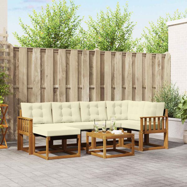 vidaXL Z&aacute;hradn&aacute; s&uacute;prava gaučov s vank&uacute;&scaron;om 7 pcs Pr&iacute;rodn&aacute; a kr&eacute;mov&aacute;