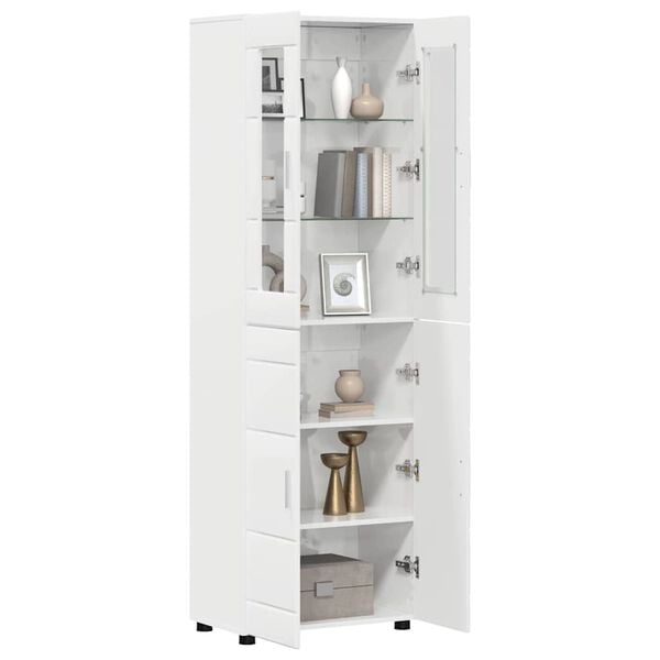 vidaXL Highboard s poličkou FLORIN Vysok&yacute; lesk bielej 60 x 35 x 182 cm
