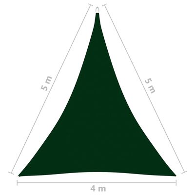 vidaXL Tieniaca plachta, oxford, trojuholníková 4x5x5 m tmavozelená