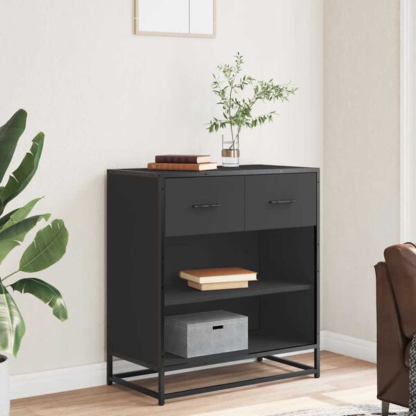 vidaXL Komoda čierna 68x35x76 cm kompozitn&eacute; drevo