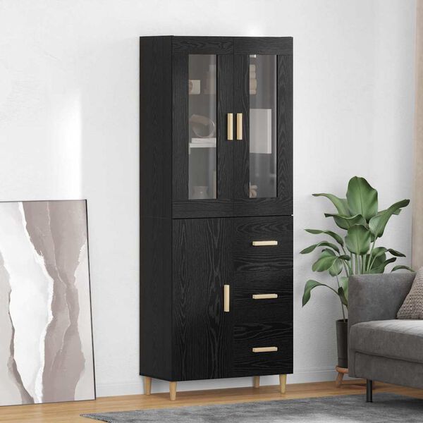 vidaXL Highboard Čierny dub 69,5 x 34 x 180 cm Kompozitné drevo