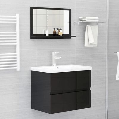 vidaXL Kúpeľňové zrkadlo, lesklé čierne 60x10,5x37cm, kompozitné drevo