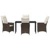 vidaXL Záhradný jedálenský set s vankúšom 5 pcs Hnedá polyratan