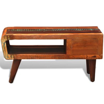 vidaXL Konferenčný stolík, zaoblený, 1 zásuvka, recyklované drevo