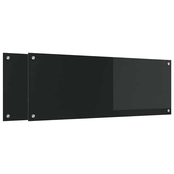 vidaXL Kuchynsk&yacute; backsplash 2 pcs Čierna 110 x 40 cm tvrden&eacute; sklo