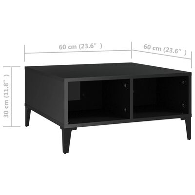 vidaXL Konferenčný stolík lesklý čierny 60x60x30 cm drevotrieska