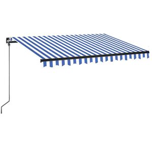 vidaXL Ručne zaťahovacia mark&iacute;za s LED 350x250 cm modr&aacute; a biela