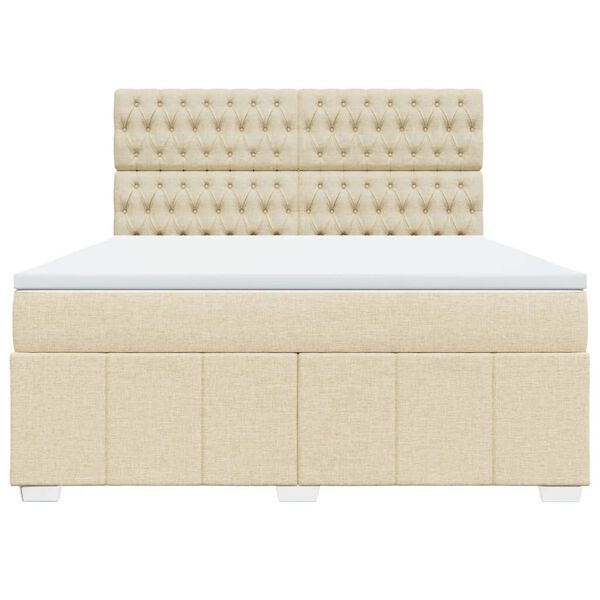 vidaXL Posteľn&yacute; r&aacute;m boxspring s matracom kr&eacute;mov&yacute; 180x200 cm l&aacute;tka