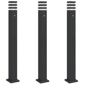 vidaXL Vonkaj&scaron;ie stojace lampy so senzorom 3 ks čierne 110 cm hlin&iacute;k