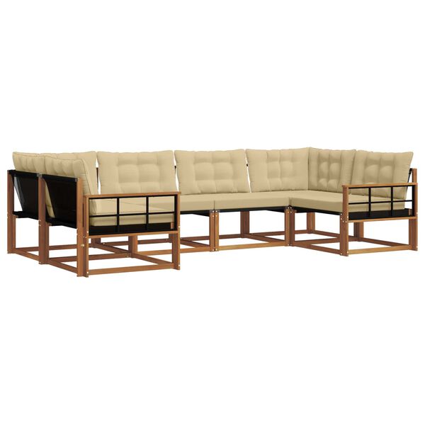 vidaXL Z&aacute;hradn&aacute; s&uacute;prava gaučov s vank&uacute;&scaron;om 6 pcs Pr&iacute;rodn&aacute; a b&eacute;žov&aacute;