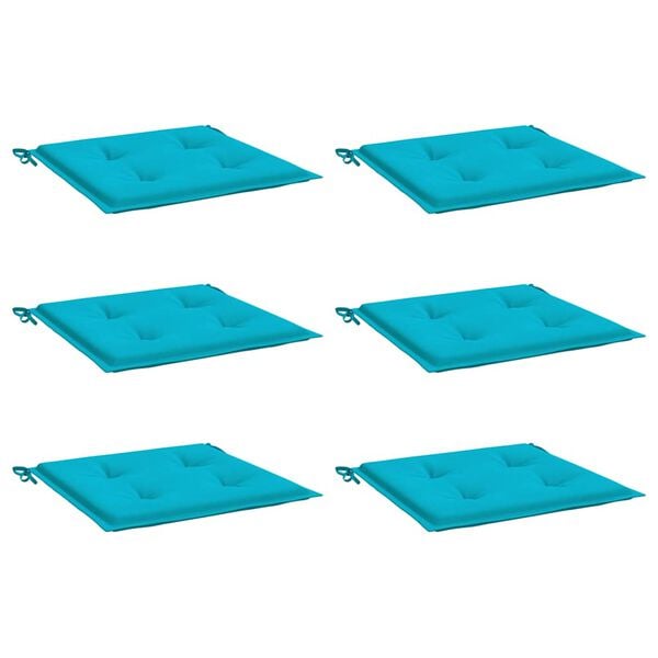 vidaXL Podložky na z&aacute;hradn&eacute; stoličky 6 ks tyrkysov&eacute; 50x50x4 cm l&aacute;tka