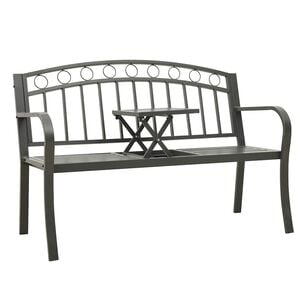 vidaXL Z&aacute;hradn&aacute; lavica so stol&iacute;kom siv&aacute; 120 cm oceľ