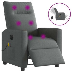 vidaXL Elektrick&eacute; mas&aacute;žne skl&aacute;pacie kreslo tmavosiv&eacute; l&aacute;tka