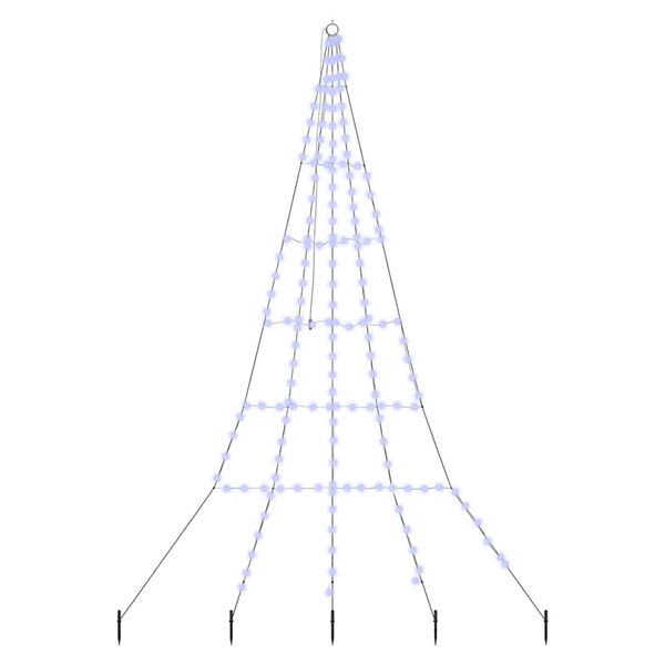 vidaXL LED Vianočn&yacute; stromček so zemn&yacute;mi kol&iacute;kmi Modr&aacute; 306 cm Kov