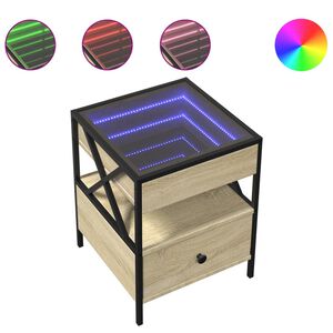 vidaXL Nočn&yacute; stol&iacute;k s nekonečn&yacute;mi LED dub sonoma 40x40x51 cm