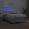 vidaXL Boxspring posteľ s matracom a LED, biela 120x190 cm, umel&aacute; koža
