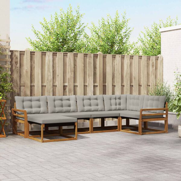 vidaXL Z&aacute;hradn&aacute; s&uacute;prava gaučov s vank&uacute;&scaron;om 6 pcs Pr&iacute;rodn&aacute; a svetlosiv&aacute;