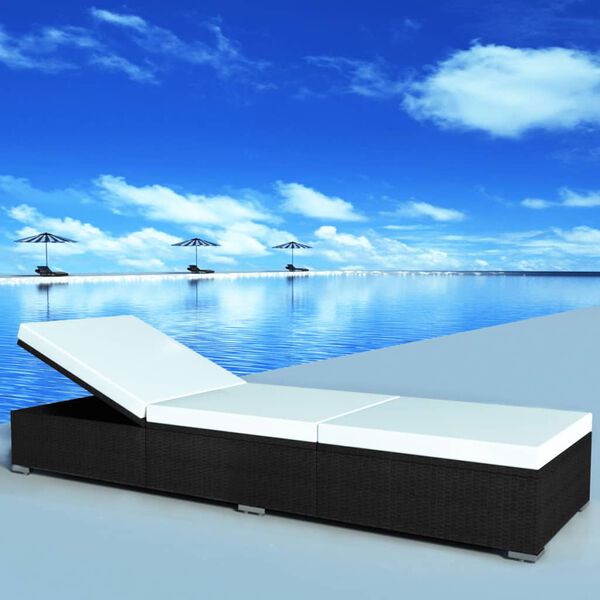 vidaXL Záhradné ležadlá s vankúšmi 2 ks čierne polyratanové