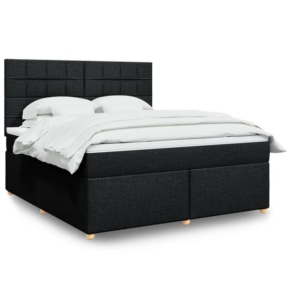 vidaXL Posteľn&yacute; r&aacute;m boxspring s matracom čierny 180x200 cm l&aacute;tka