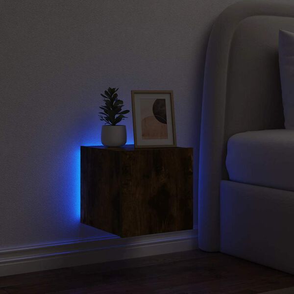 vidaXL TV n&aacute;stenn&aacute; skrinka s LED svetlami dymov&yacute; dub 30,5x35x30 cm