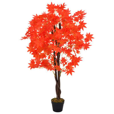 vidaXL Umelá rastlina javorový strom s kvetináčom 120 cm červený